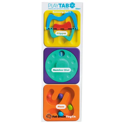 PlayTab Sensoryczne Kwadraty - Zestaw 1 z Przekładankami Fat Brain Toys