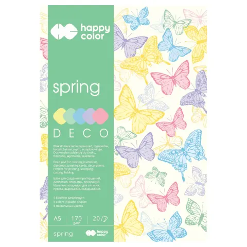 Blok kreatywny A5 HAPPY COLOR Deco Spring - 170 g/m² - 20 ark.