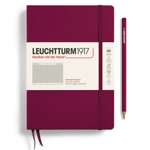Notatnik w kratkę A5 LEUCHTTURM1917 Classic Medium – Port Red