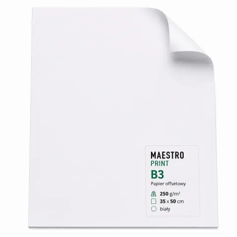 Brystol B3 35 x 50 cm – 250 g/m² – biały – 1 arkusz