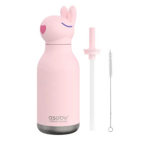 Butelka termiczna ze słomką Bestie Królik 460 ml Asobu