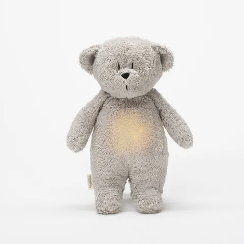 Moonie 2.0 GRAY Szumiący Miś Organic z lampką nocną