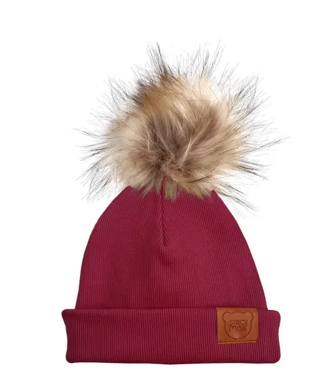 Czapka z pomponem BORDOWA -50%