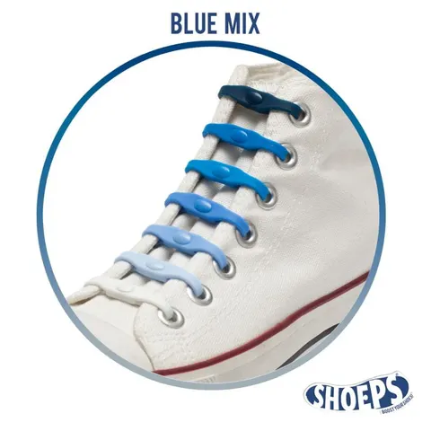 Silikonowe Sznurówki Shoeps MIX BLUE/8 odcieni niebieskiego