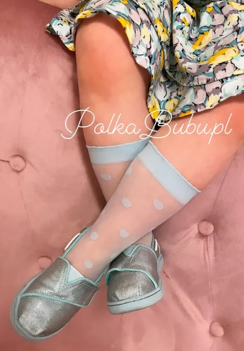 Skarpetki ( 2 pary ) KORA w kropki 20 den MINT+BIANCO