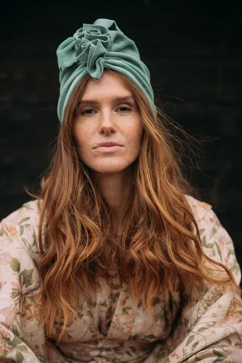 Turban VELVET ciepły DUSTY MINT