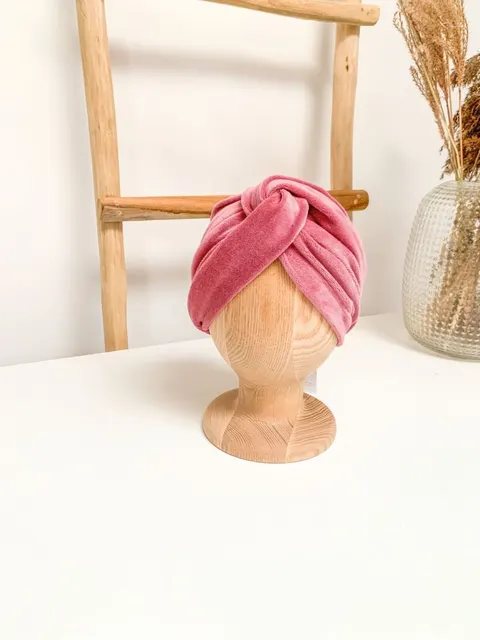 Opaska Turband Maxi VELVET ciepła DUSTY PINK