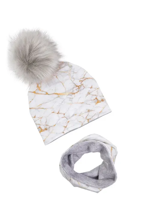 Zimowa Czapka z pomponem + Komin MARMUR -50%