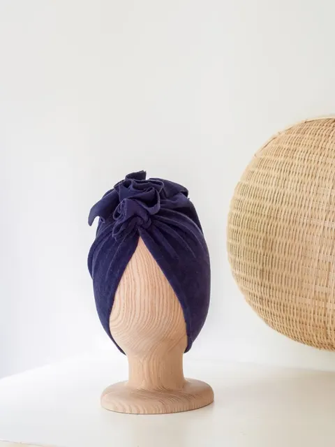 Turban VELVET ciepły NAVY BLUE