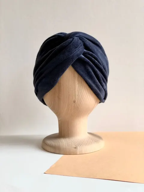 Opaska Turband Maxi VELVET ciepła NAVY BLUE