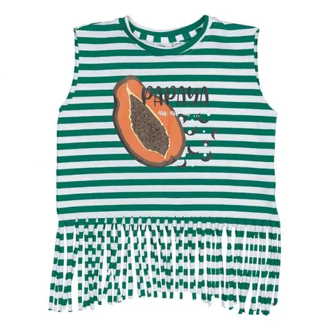 Koszulka z frędzelkami Lambada shirt GREEN STRIPES PAPAYA -50%