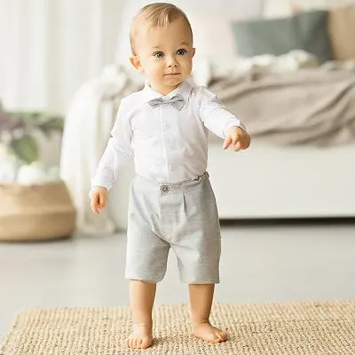 Spodnie + muszka LINEN grey