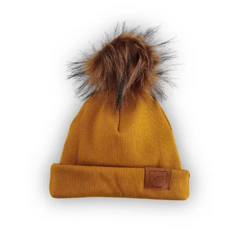Czapka ORGANIC MUSTARD z pomponem Premium -50%