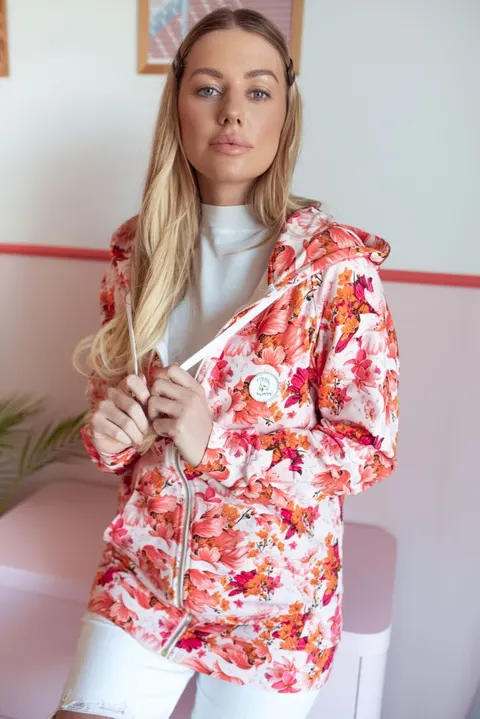 Bluza damska z kapturem ROMANTIC GARDEN WHITE Hey Popinjay! Ladies -50%
