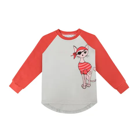 Longsleeve KOT PIRAT SZARY-KORAL -50%