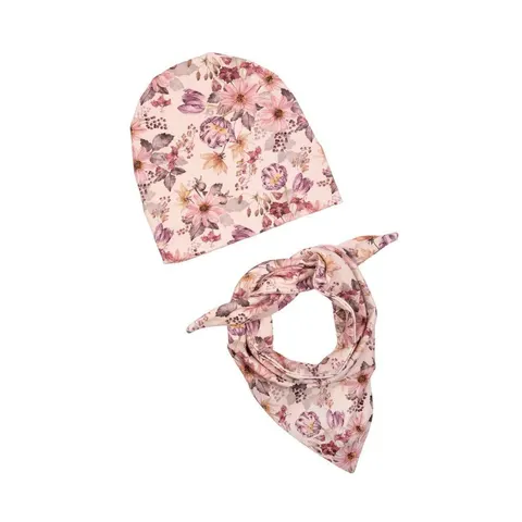 Czapka + Chusta PINKIE FLOWERS