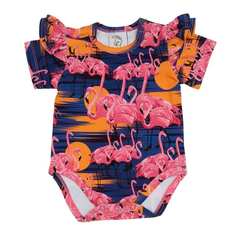 Body z falbankami FLAMINGO SUNSET krótkie
