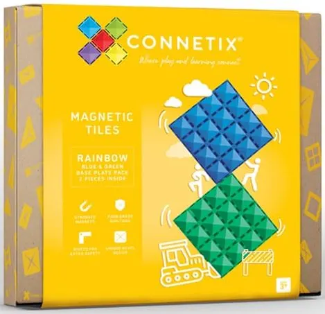 Klocki magnetyczne 2 el. Rainbow Blue&Green Base Plate Pack 3 lata+ CONNETIX