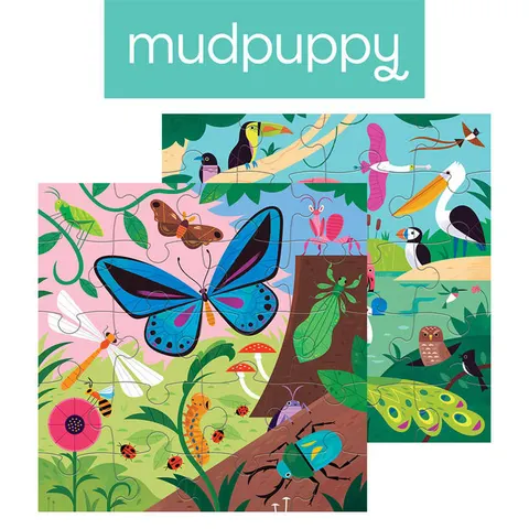 Mudpuppy 4 lata+ Puzzle magnetyczne 2w1 Robaki i ptaki