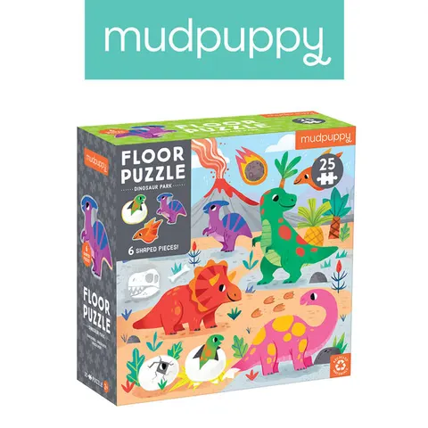 Mudpuppy 2 lata+ Puzzle podłogowe Park dinozaurów z elementami specjalnymi 25 el.