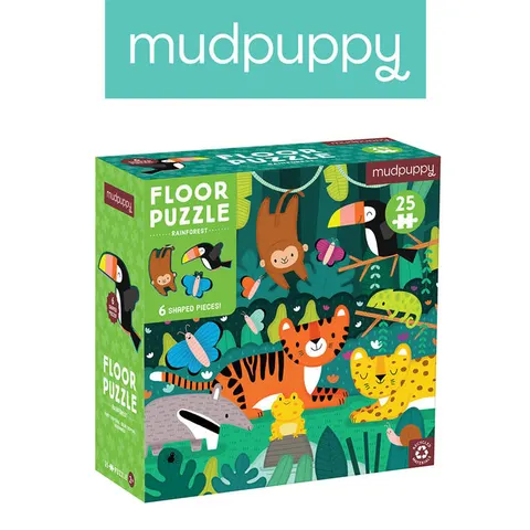 Mudpuppy 2 lata+ Puzzle podłogowe Las deszczowy z elementami specjalnymi 25 el.