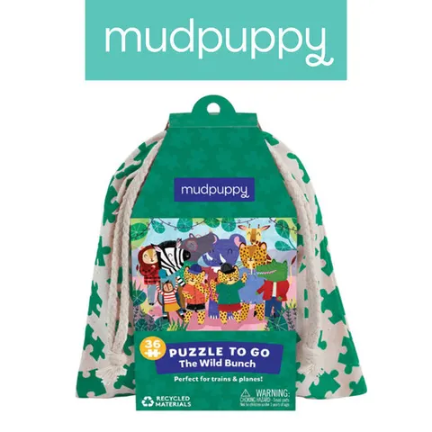 Mudpuppy 3 lata+ Puzzle podróżne w woreczku Dzika ekipa 36 el.