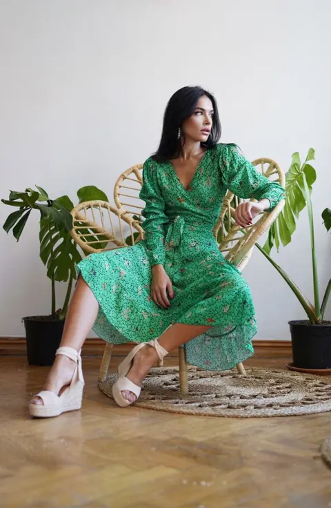 Sukienka Kopertowa Rosaline Green | Coline