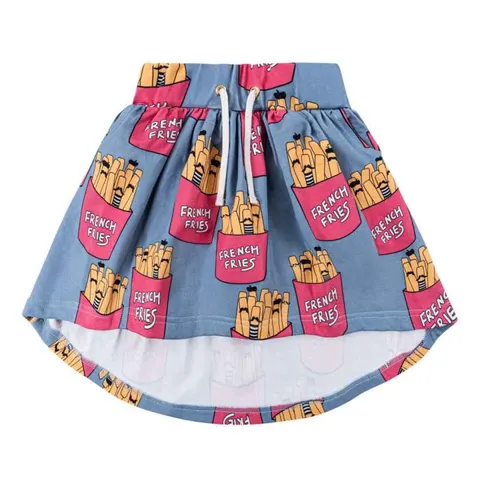 Spódnica midi FRYTKI NIEBIESKIE - FRIES BLUE / MIDI SKIRT