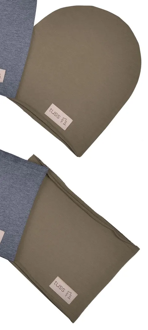 Czapka + Komin KHAKI gładki -50%