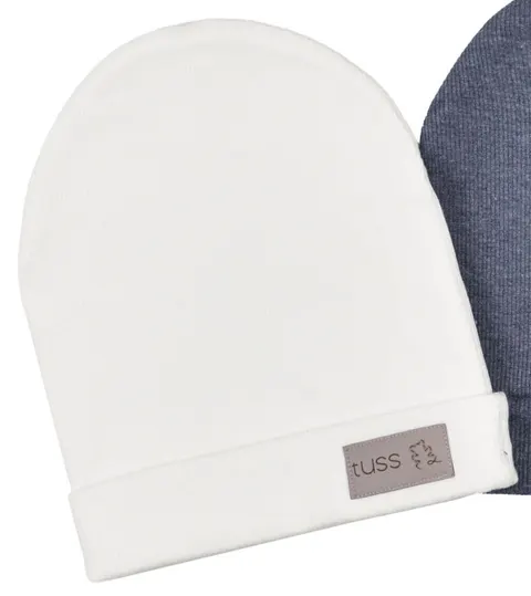 Czapka PRĄŻEK beanie rib ECRU (mama&dziecko)