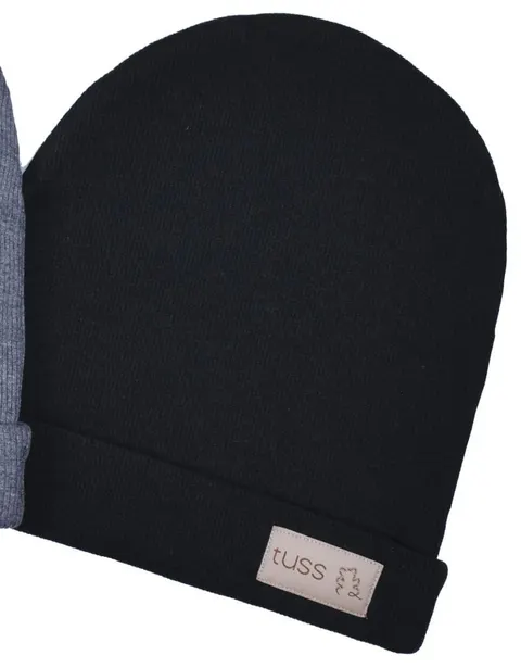 Czapka PRĄŻEK beanie rib BLACK (mama&dziecko)