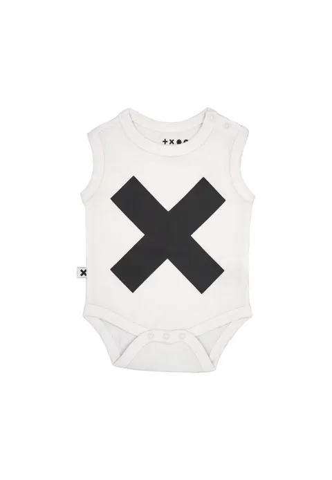 BASIC BABY NO SLEEVE BODY with X WHITE | OX Basic