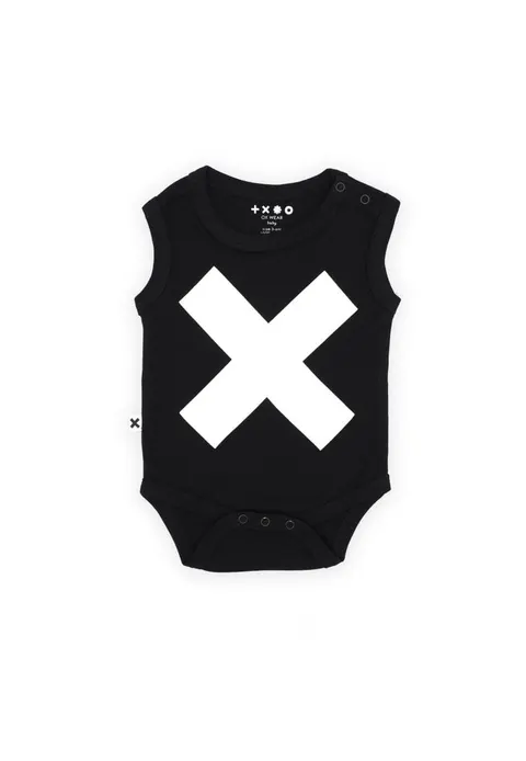 BASIC BABY NO SLEEVE BODY with X BLACK | OX Basic