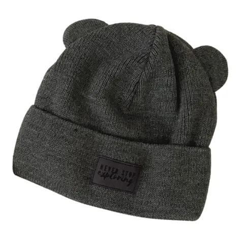 Czapka z uszami 288-22 BEANIE BEAR / DARK GRAY