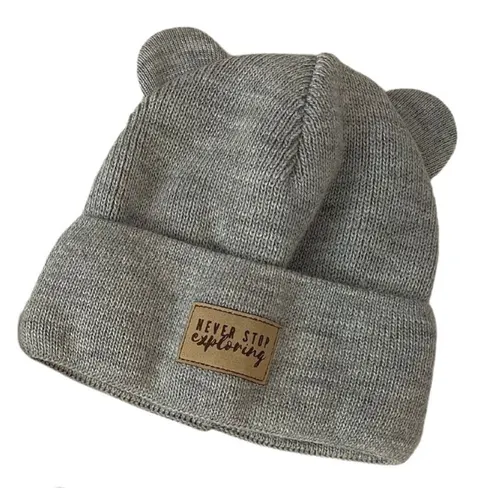 Czapka z uszami 289-22 BEANIE BEAR / LIGHT GRAY