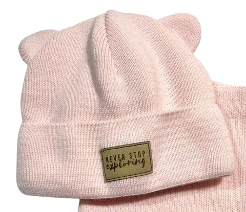 Czapka z uszami 290-22 BEANIE BEAR / PINK
