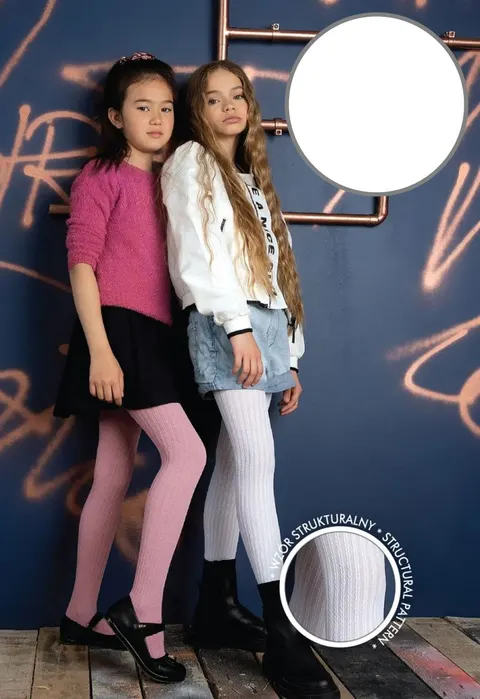 Rajstopki BRAID mikrofibra wzorzyste BIANCO