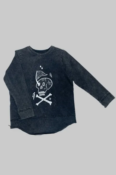 Bluzka SKULL VINTAGE BLACK LONGSLEEVE