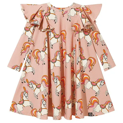 Sukienka Pompom Longsleeve Dress PALE PINK HORSE
