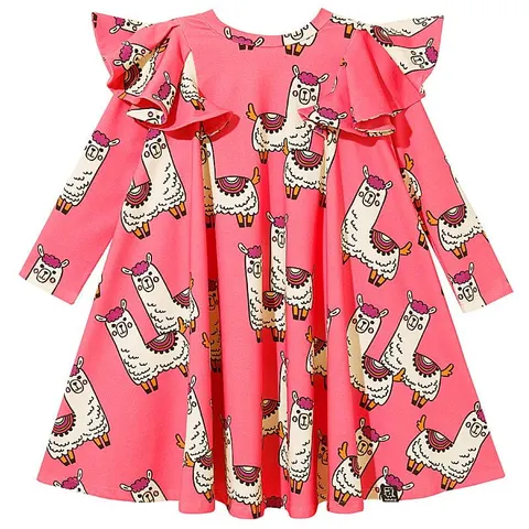 Sukienka Pompom Longsleeve Dress PINK LAMA