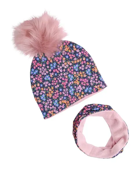 Zimowa Czapka z pomponem + Komin FLORKA -50%