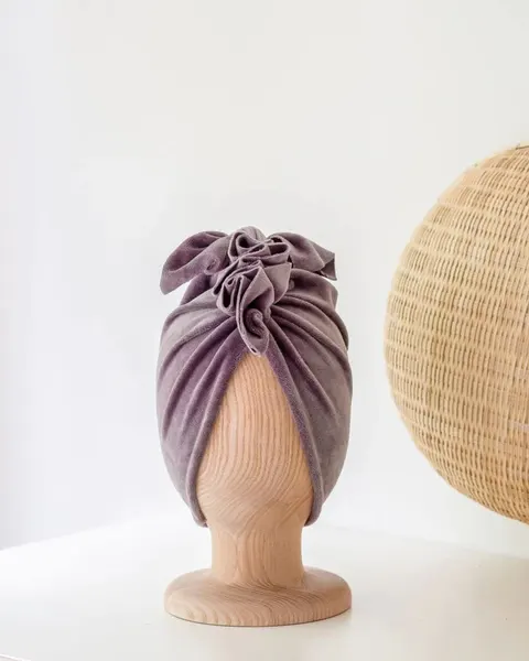 Turban VELVET ciepły SILVER GREY