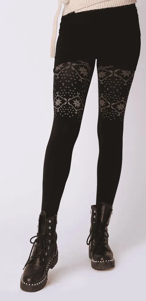 Damskie Rajstopy KNITS z nadrukiem 40 den NERO