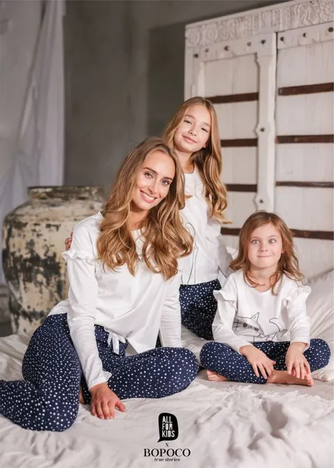 Piżama BIAŁO-GRANATOWA - Kot / Do all things with love -50%