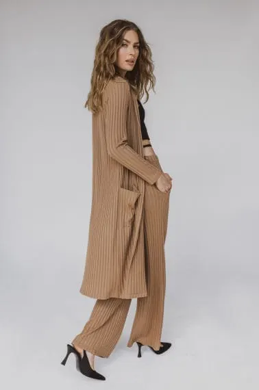 Kardigan z wiskozą CAMEL szeroki prążek -50%