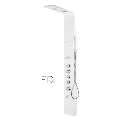 Panel prysznicowy Corsan KASKADA LED aluminiowy biały mieszcz