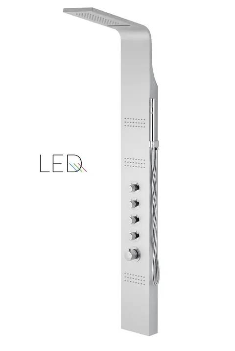 Corsan - Panel prysznicowy LED kaskada z termostatem, kolor gwiezdna szarość - Darmowa dostawa
