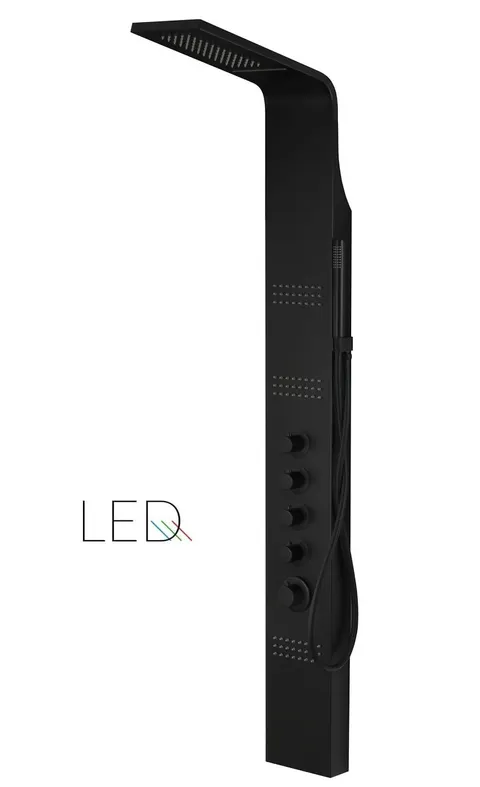 Panel prysznicowy Corsan LED KASKADA Mieszacz Czarny Deszczownica LED