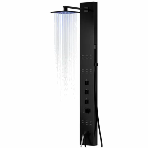 Panel prysznicowy Corsan NEO LED stalowy czarny termostat wylewka