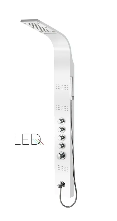 Panel prysznicowy Corsan KASKADA LED aluminiowy biały termostat wylewka